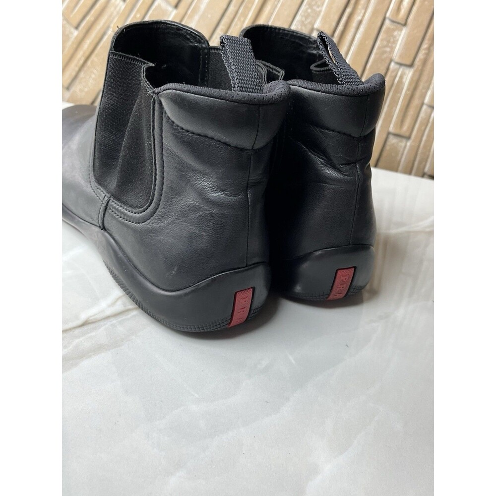Vtg Prada Men Sport Chelsea Boots 0828 Gore Black Leather Sz Uk 7.5 Us 8.5 Shoes - Picture 7 of 11